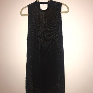 Free people black tunic dress w/ bead embroidery